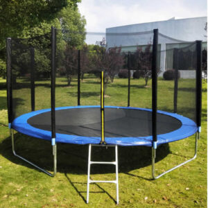 8ft Trampoline With Ladder & with Safety Enclosure Net，Outdoor Trampoline with Heavy Duty Jumping Mat and Spring Cover Padding for Kids & Adults